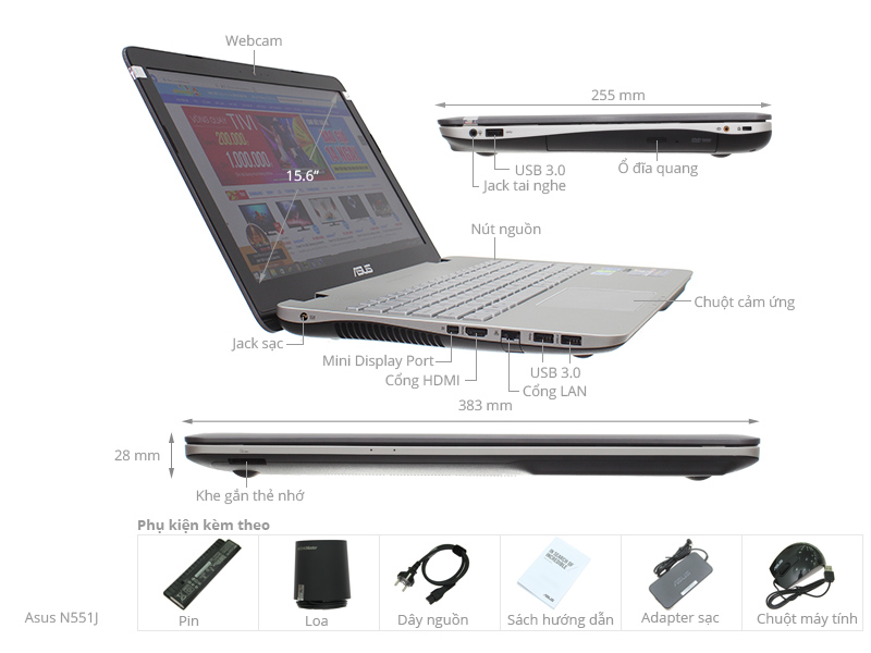 Asus N551JQ i7 4710/8G/1TB/VGA 2GB/Win8.1
