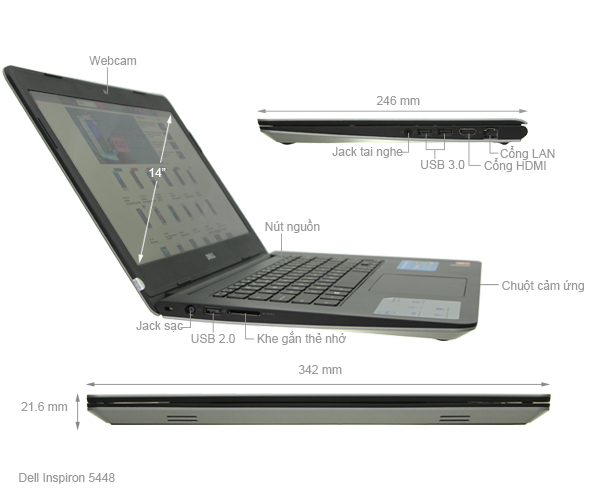 Dell Inspiron 5448 i7 5500U/8GB/1TB/4GB M270/Win8.1