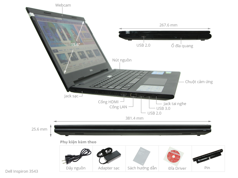 Dell Inspiron 3543 i3 5005U/4GB/500GB/Win8.1