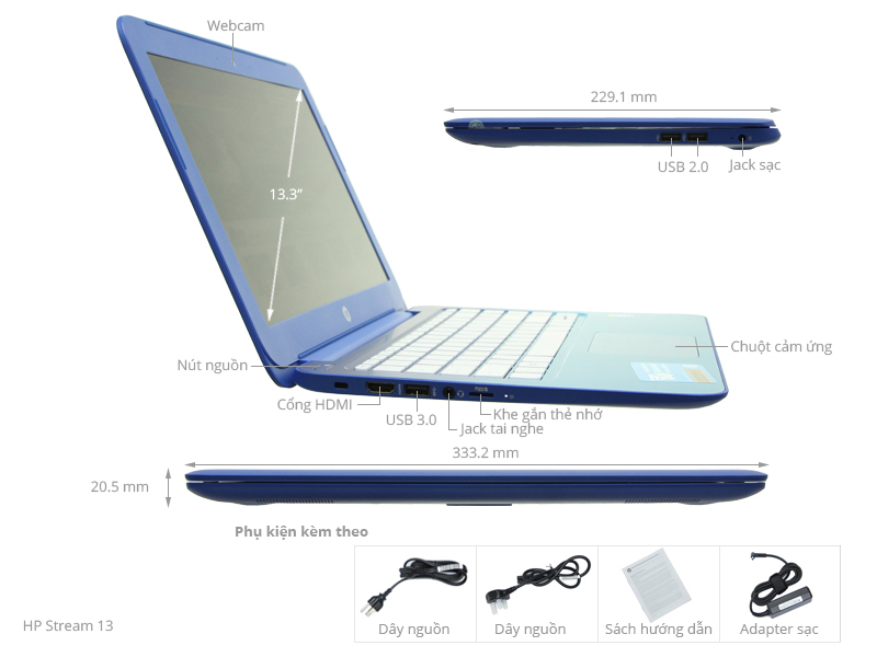 HP Stream 13 N2840/2GB/32GB/Win8.1/Xanh