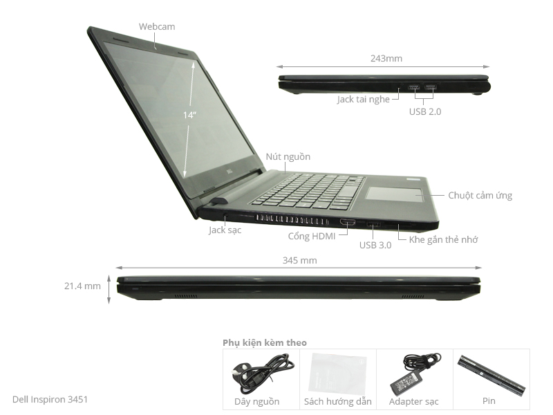 Dell Inspiron 3451 N3540/2GB/500GB/Win8.1