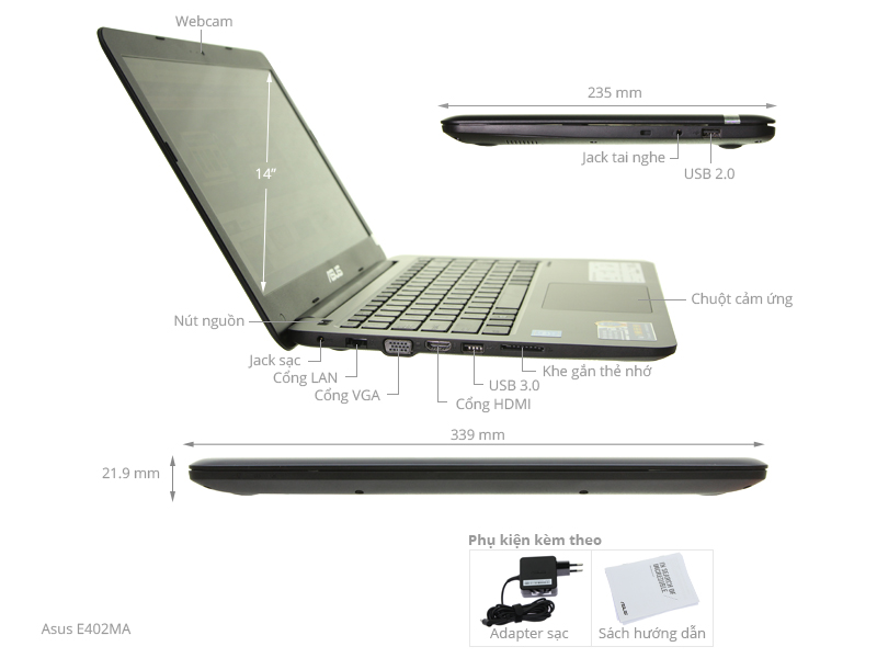 Asus E402MA N2840/2GB/500GB/Win10