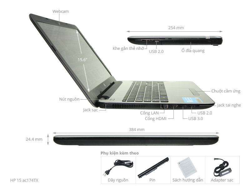HP 15 ac174TX i5 5200U/4GB/500GB/VGA2GB/Win10