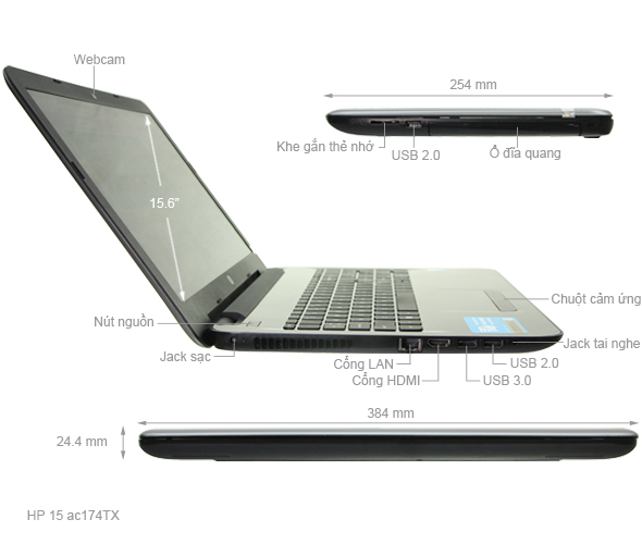 HP 15 ac174TX i5 5200U/4GB/500GB/VGA2GB/Win10