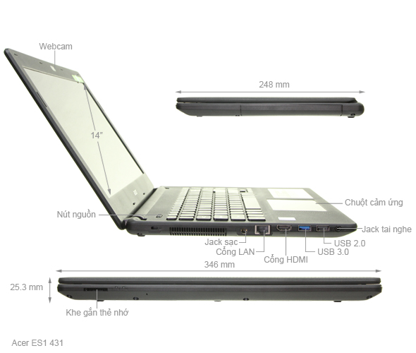 Acer ES1 431 N3050/4GB/500GB/Win10