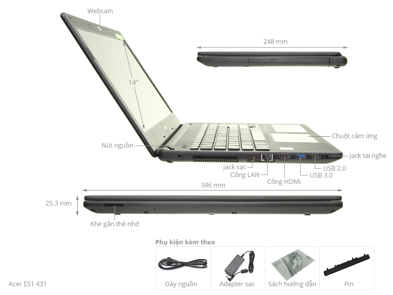 Acer ES1 431 N3050/4GB/500GB/Win10