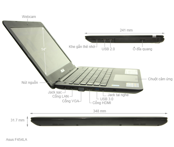 Asus F454LA i3 4005U/4GB/500GB/Win10