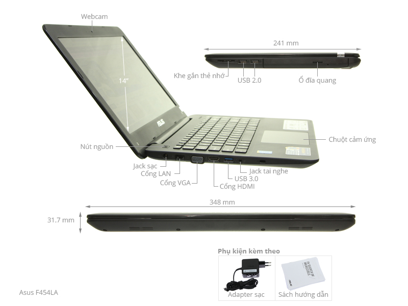 Asus F454LA i3 4005U/4GB/500GB/Win10