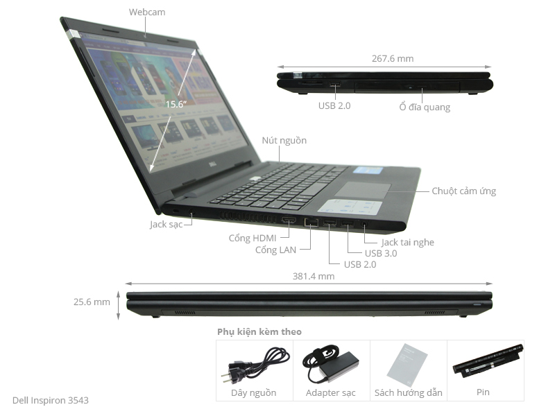 Dell Inspiron 3543 i3 5005U/4GB/500GB/Win10
