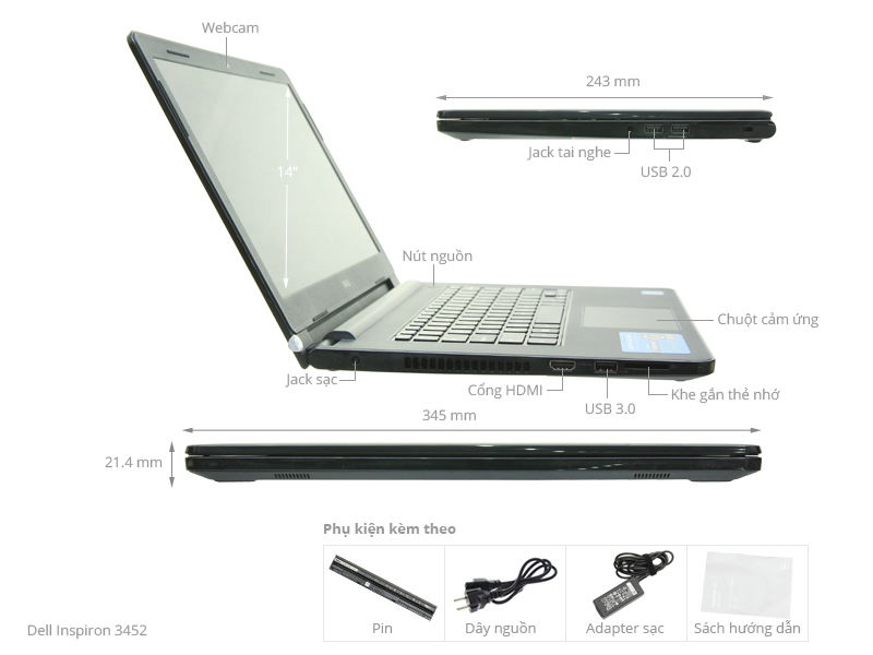 Dell Inspiron 3452 N3700/4GB/500GB/Win10