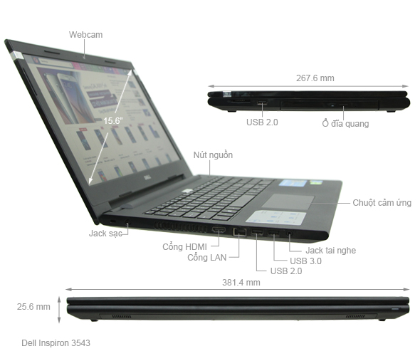 Dell Inspiron 3543 i5 5200U/4GB/500GB/VGA 2GB/Win10