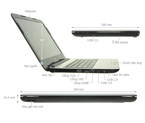 HP 14 ac170TU i5 5200U/4GB/500GB/Win 10
