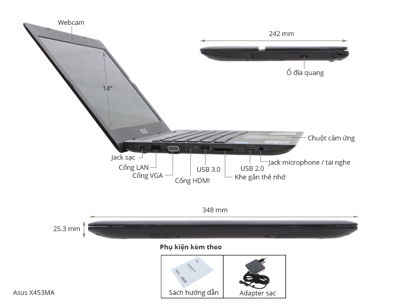 Asus X453MA N3540/2GB/500GB/Win10