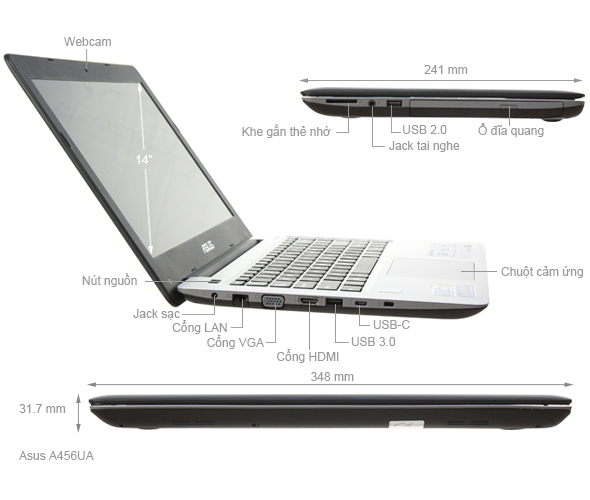 Asus A456UA i5 6200U/4GB/500GB/Win10/Xanh