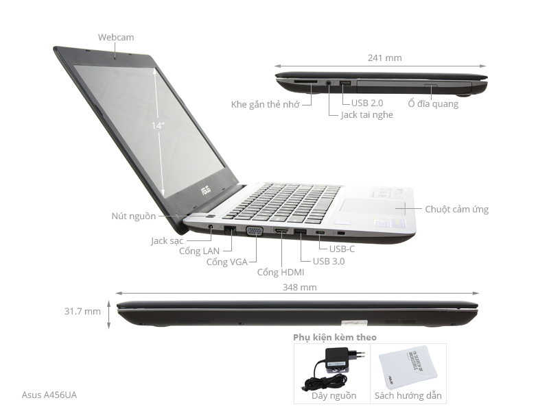 Asus A456UA i5 6200U/4GB/500GB/Win10/Xanh
