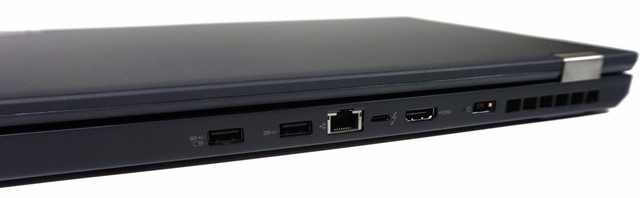 Cạnh sau có cổng HDMI, USB 3.0, USB-C và khe tản nhiệt