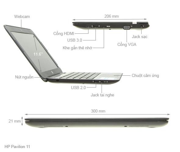 HP Pavilion 11 S001TU N3050/2GB/500GB/Win10