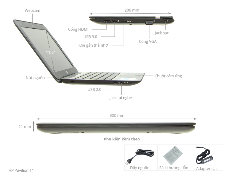 HP Pavilion 11 S001TU N3050/2GB/500GB/Win10