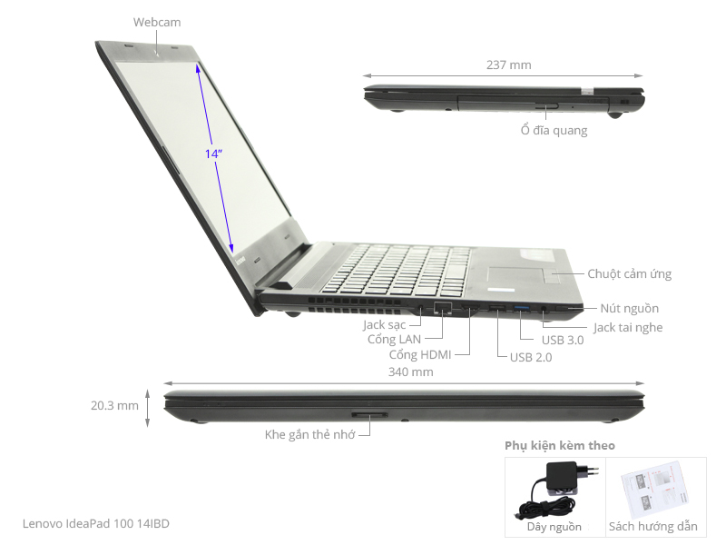 Lenovo IdeaPad 100 14IBD i3 5005U/4GB/500GB/W10