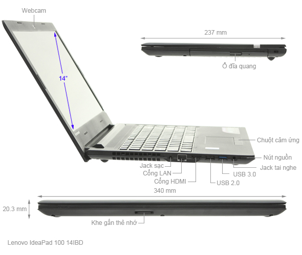 Lenovo IdeaPad 100 14IBD i3 5005U/4GB/500GB/W10