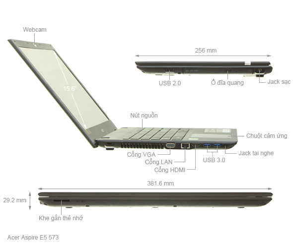 Acer Aspire E5 573 i3 5005U/4GB/500GB/Win 10