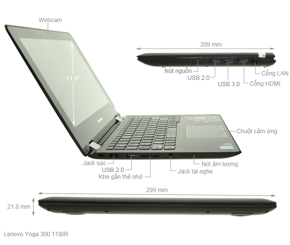 Lenovo Yoga 300 11IBR N3710/4GB/32GB/Win10/(80M100HHVN)