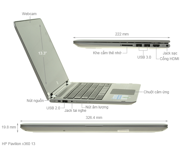 HP Pavilion x360 13 i3 6100U/4GB/500GB/Win10