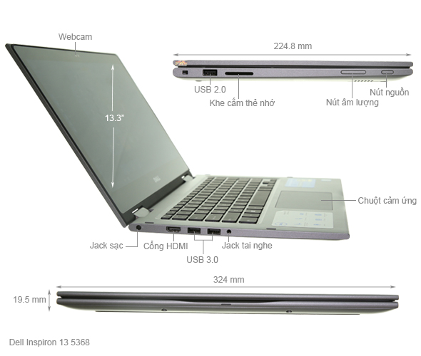 Dell Inspiron 5368 i5 6200U/4GB/128GB/Win10/Office365