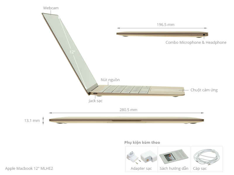 Apple Macbook 12" MLHE2 Core M 1.1G/8GB/256GB/MacOS (2016)