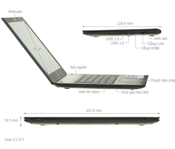 Acer V3 371 32CC i3 5005U/4GB/500GB/Win10/(NX.MPGSV.019)