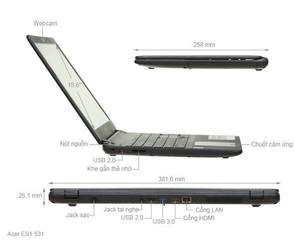Acer ES1 531 N3710/4GB/500GB/Win10/KhôngDVD