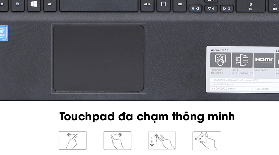 Laptop Acer ES1 531 N3710/4GB/500GB/Win10/KhôngDVD