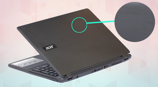 Acer ES1 531 N3710 - Mặt lưng được làm nhám với các họa tiết hoa văn uốn lượn Acer ES1 531 N3710 - Mặt lưng được làm nhám với các họa tiết hoa văn uốn lượn