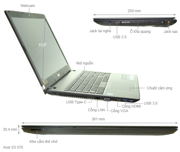 Acer Aspire E5 575 320A i3 6100U/4GB/500GB/Win10