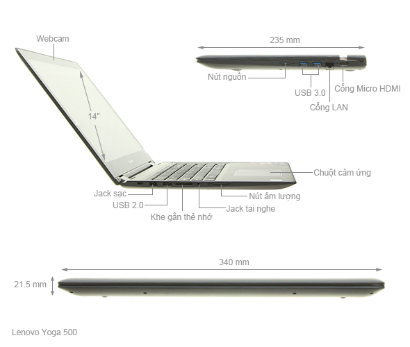Lenovo Yoga 500 i5 6200U/4GB/500GB/W10