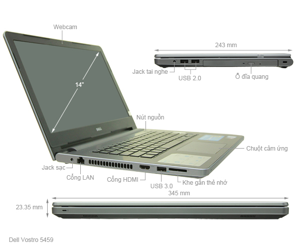 Dell Inspiron 5459 i3 6100U/4GB/1TB/Win10/(M4I3260W)