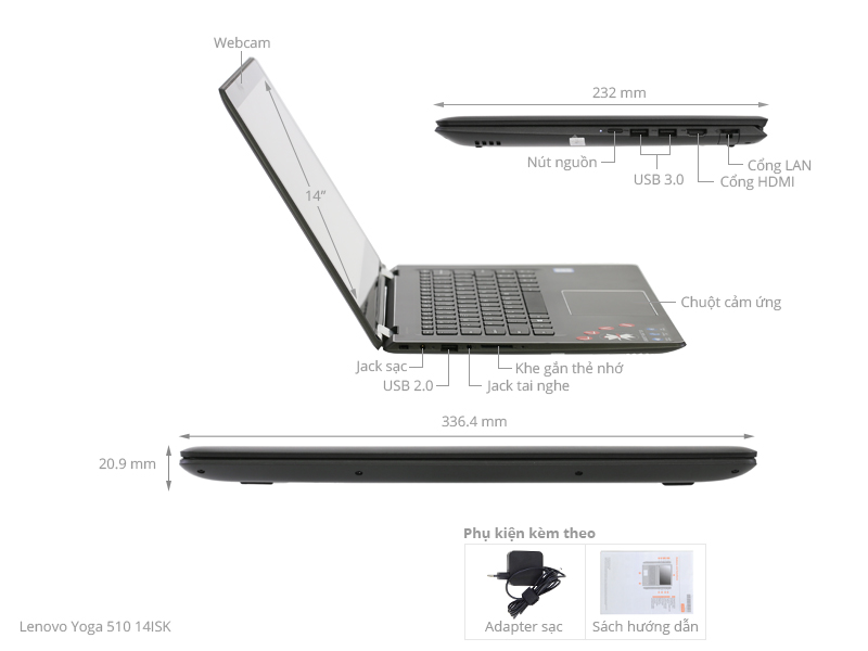 Lenovo Yoga 510 14ISK i3 6100U/4GB/500GB/Win10/(80S700D2VN)