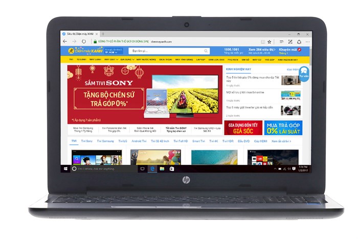 Laptop HP 15 ay072TU N3710/4GB/500GB/Win10/(X3B54PA) Màu Bạc