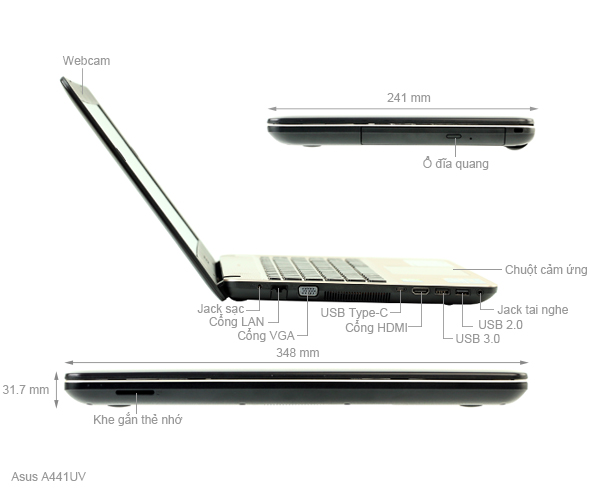 Asus A441UV i3 6100U/4GB/500GB/2GB GF920MX/Win10/(WX039T)