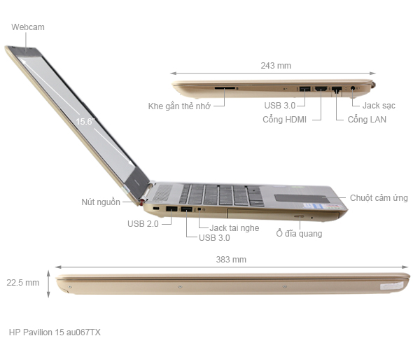 HP Pavilion 15 au067TX i5 6200U/4GB/500GB/2G 940MX/Win10/(X3C16PA)