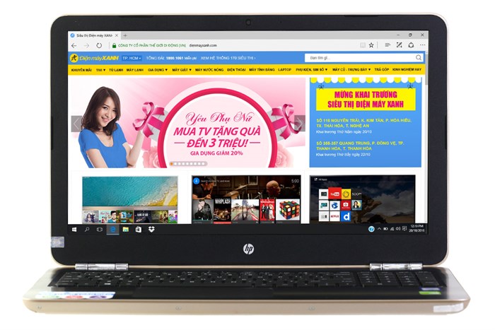 Laptop HP Pavilion 15 au067TX i5 6200U/4GB/500GB/2G 940MX/Win10/(X3C16PA) Màu Vàng đồng