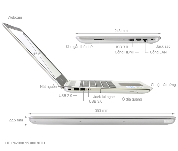 HP Pavilion 15 au030TU i5 6200U/4GB/500GB/Win10