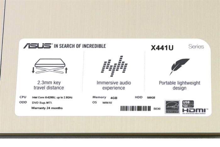 Laptop Asus X441UA i5 6200U/4GB/500GB/Win10/(WX055T) Màu Đen