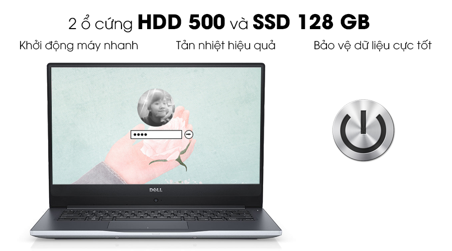 Laptop Dell Inspiron 7460 i5 7200U/4GB/128GB+500GB/2GB 940MX/Win10/(N4I5259W)