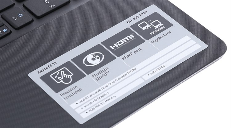 Laptop Acer ES1 533 N4200/4GB/500GB/Win10/(NX.GFTSV.003) Màu Đen