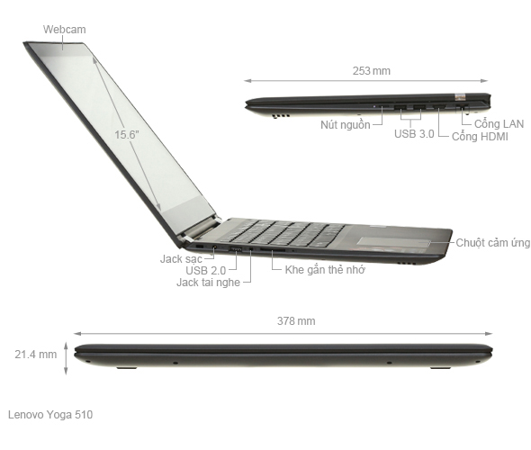 Lenovo Yoga 510 15IKB i5 7200U/4GB/1TB/Win10/(80VC002BVN)