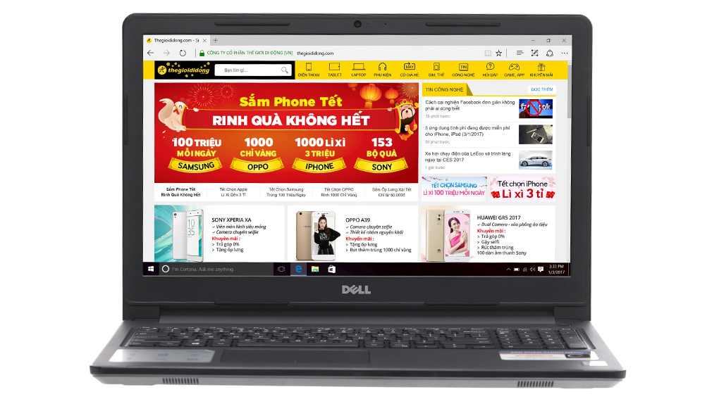 Laptop Dell Inspiron 3567 i3 6006U/4GB/1TB/Win10/(P63F002) Màu Đen
