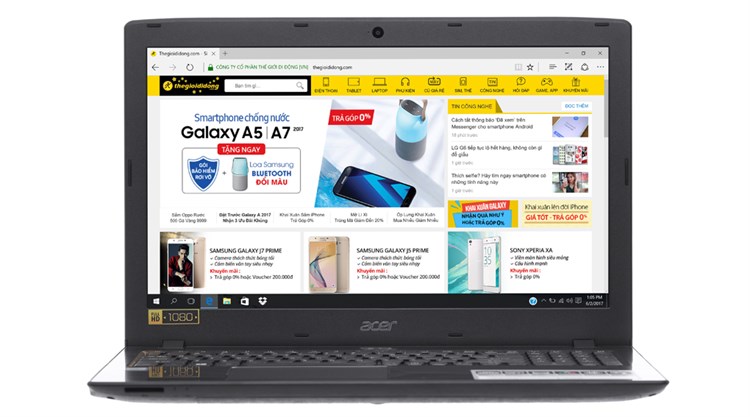 Laptop Acer Aspire E5 575G 53EC i5 7200U/4GB/500GB/2GB 940MX/Win10/(NX.GDWSV.007) Màu Đen