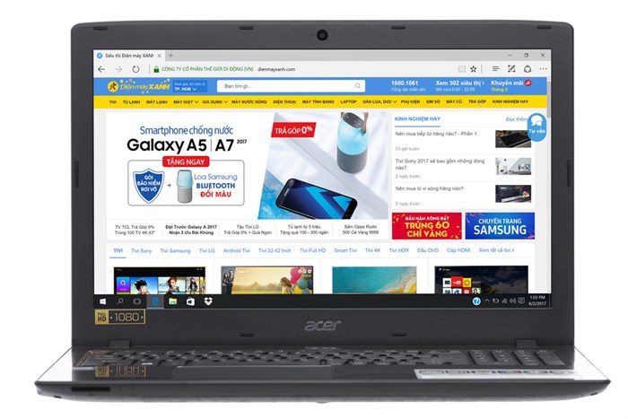 Laptop Acer Aspire E5 575 525G i5 7200U/4GB/500GB/Win10/(NX.GE6SV.007) Màu Đen