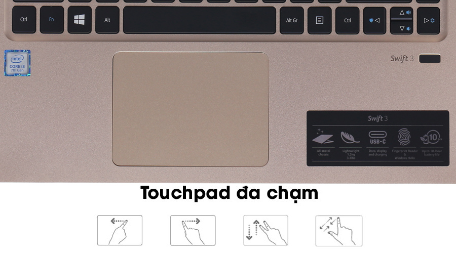 Laptop Acer Swift SF314 32EX i3 7100U/4GB/128GB/Win10/(NX.GKKSV.006)